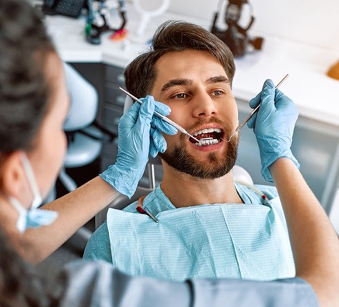 Patient in Fort Valley getting a dental cleaning
